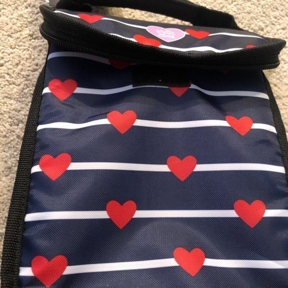 Arctic Zone Dual Closure Insulated Lunch Bag Hearts Striped Print NWT NEW - Picture 3 of 13